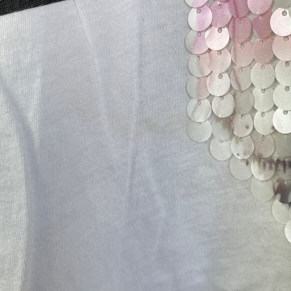 🫶🏼 Express Wild Love Sequin Flowy Tunic Tank Top White Sheer Back Pastel XS - Picture 12 of 16